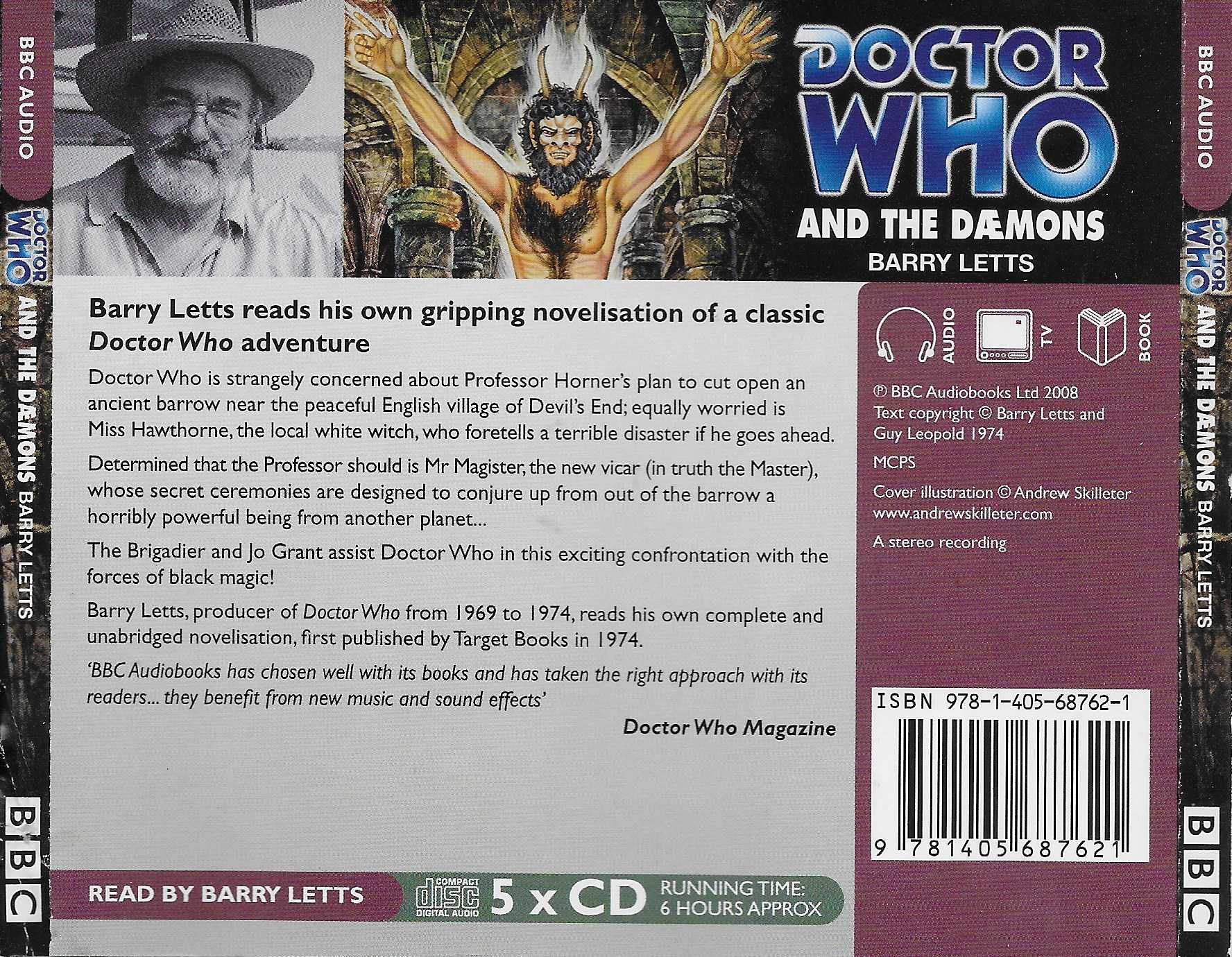 Picture of ISBN 978-1-405-68762-1 Doctor Who - And the Daemons by artist Barry Letts / Guy Leopold from the BBC records and Tapes library